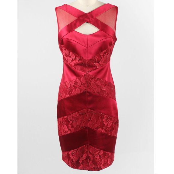 JAX NEW 14 RED LACE SATIN SEQUIN SPARKLY DRESS NWT women's Christmas holidays - Picture 1 of 10